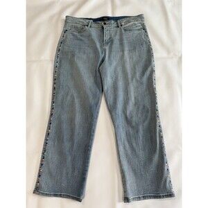 NYDJ Jeans Womens Sz 18 Jenna Straight Ankle Embroidered Denim LiftxTuck